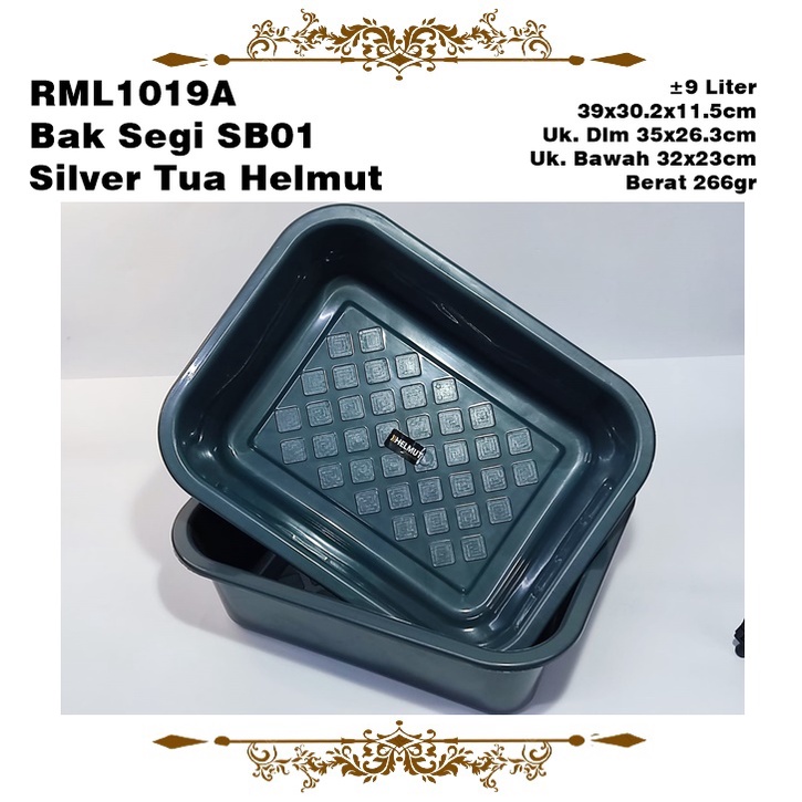 RML1019A Bak Segi/Bak Pasir Kucing SB01 Silver Tua Helmut  ±9 Liter