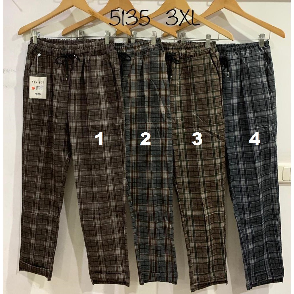 5135 Fit to 3XL Celana Panjang Import Wanita / Celana Kotak / Celana Jumbo / Celana Big Size XIN YUE
