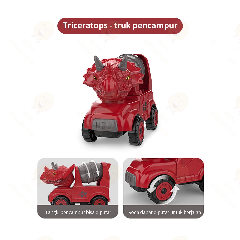 Lacoo Mainan mobil mobilan dinosaurus Jurassic construction vehicle inersia