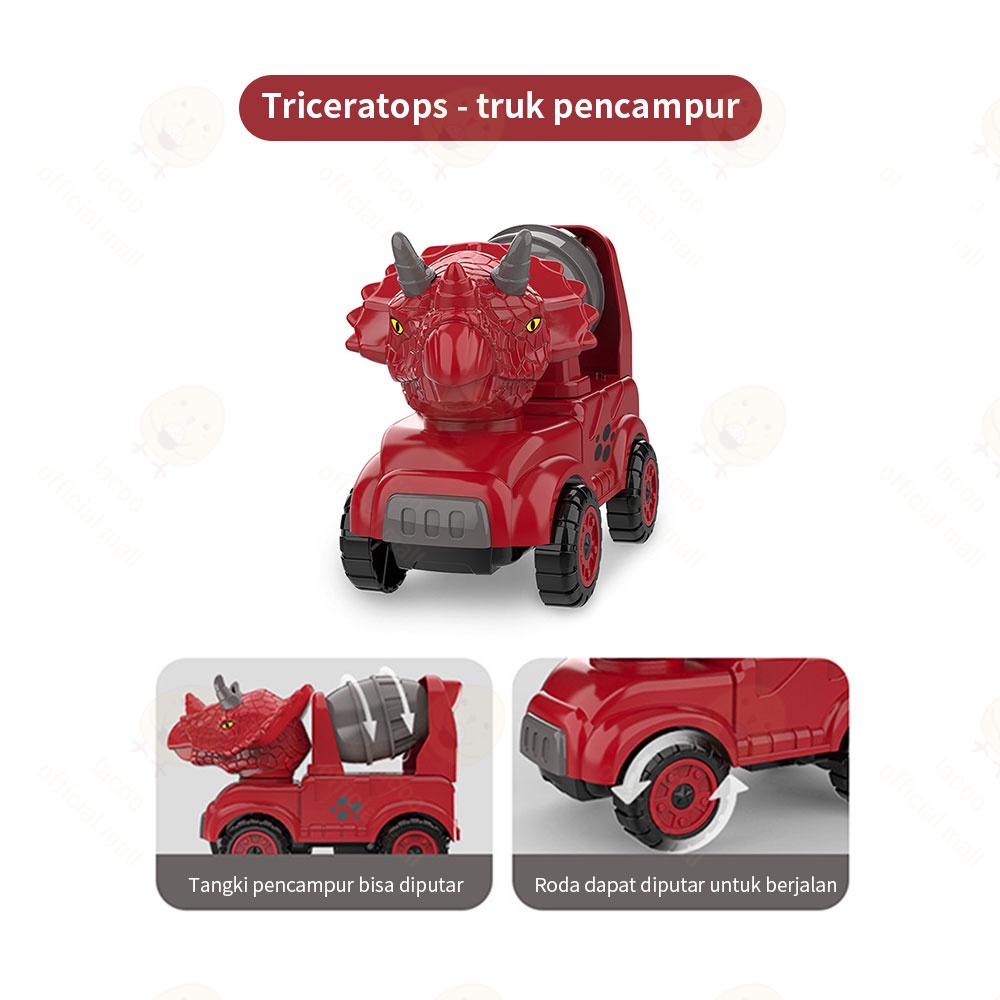 Lacoo Mainan mobil mobilan dinosaurus Jurassic construction vehicle inersia