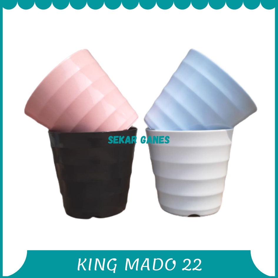 Pot King Mado 22 Putih Biru Pink Hitam Pastel Diameter 18 Cm Pot Plastik Murah Lucu Pot Mado Lovenia 10 12 18 22 27 Tebal Bagus