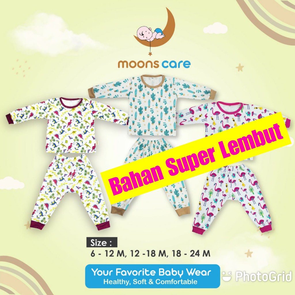 Size 2-9 Tahun PIYAMA PANJANG MOONS STELAN PIYAMA BAYI BAJU TIDUR ANAK BAJU TIDUR MURAH PAJAMA VELVE 1 2 3 4 5 6 7 8 9 10