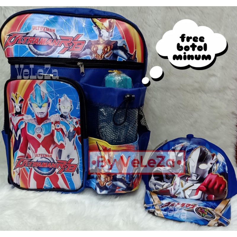 Tas anak ransel karakter ultraman 2in1 - tas + topi gratis botol minum - tas anak