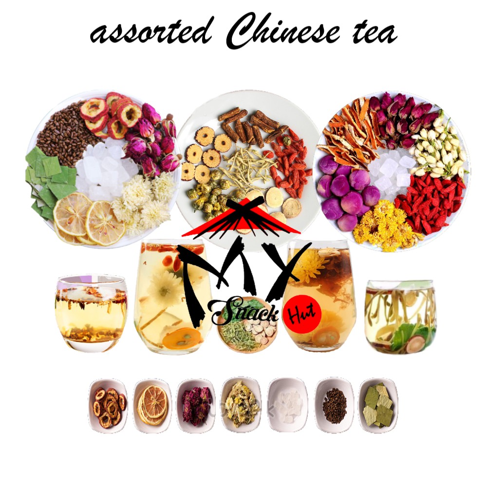 ASSORTED CHINESE TEA - TEH DAUN MIXED BUNGA BUAH KERING IMPORT CHINA ARTISAN FLOWER FRUIT LEAVES MIX HARUM CAFE NGETEH CANTIK IMPORT