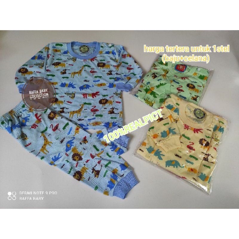 STELAN BAJU BAYI KANCING BAHU MOTIF ANIMAL LENGAN&amp;CELANA PANJANG
