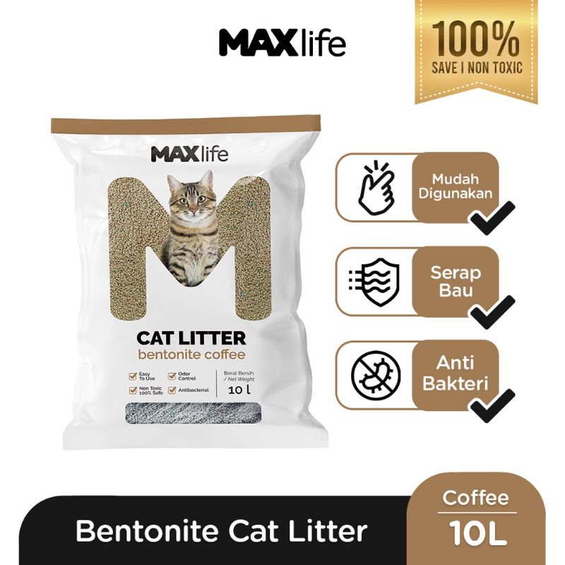 MAXlife cat litter coffe 10L pasir kucing wangi gumpal