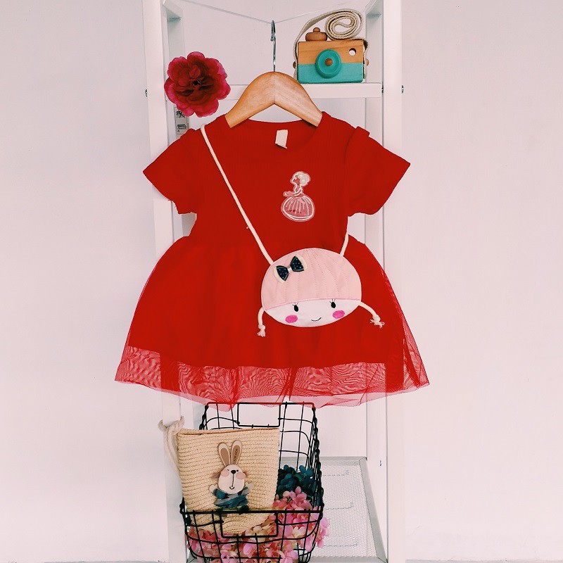 LittleAaron DRESS MEIMEI BAGS EBV Baju Dress Anak Perempuan Import 6 bulan - 3 tahun