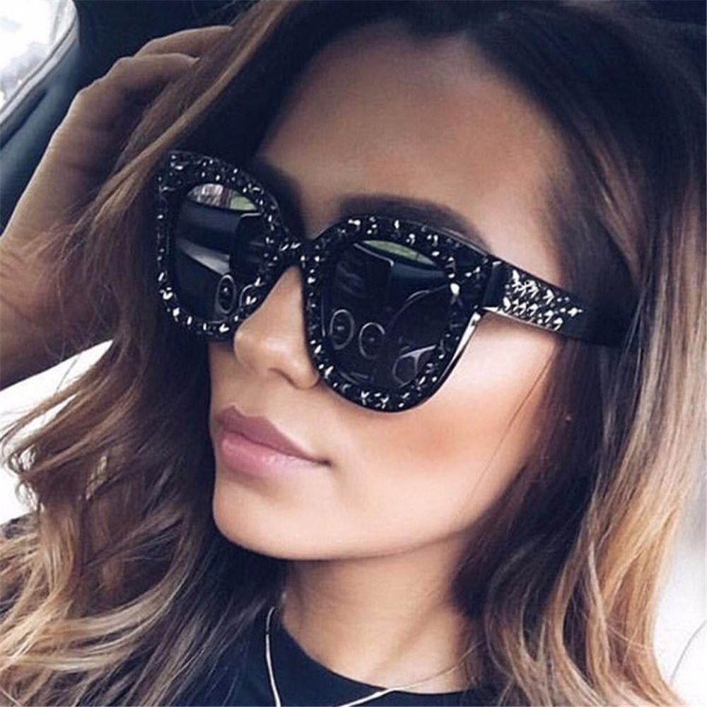 Lily Oversized Sunglasses Perlindungan UV Berlian Kristal Wanita Sunglasses