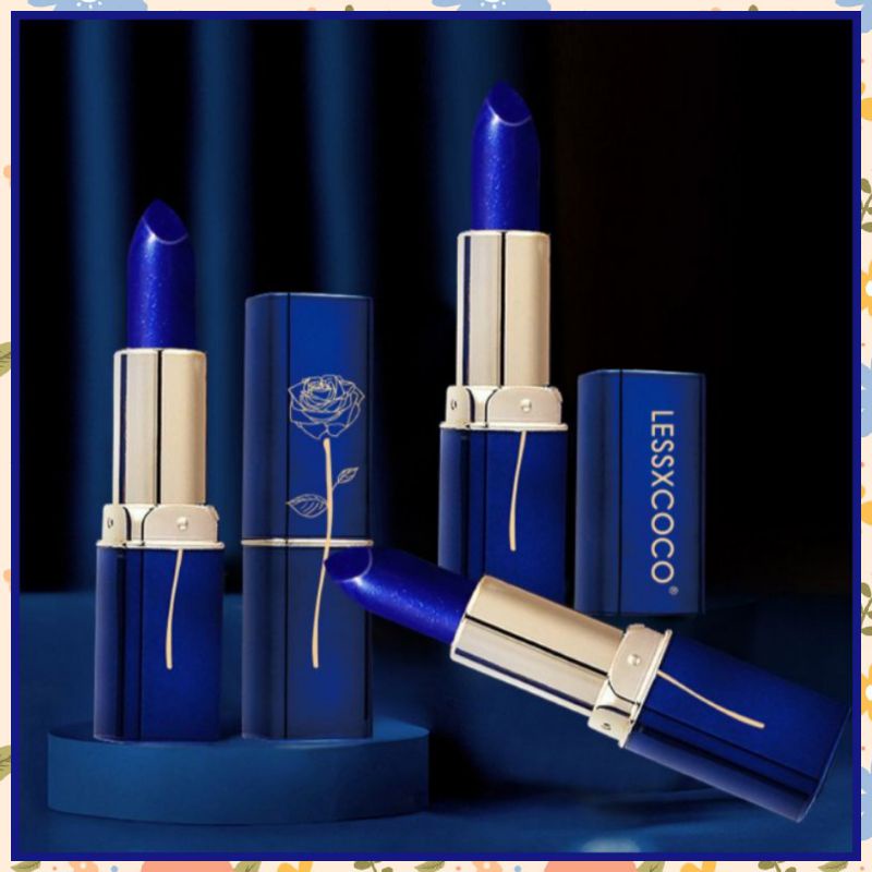 LESSXCOCO Blue Lipstick Color Changing Moisturizing Lip Gloss Biru Rubah Warna Waterproof Original Terlaris