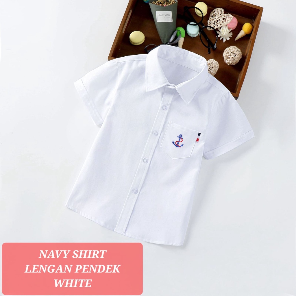 BAJUKIDDIE NAVY SHIRT KEMEJA ANAK REMAJA LAKI LAKI LENGAN PENDEK PANJANG FASHION KASUAL KOREA IMPORT