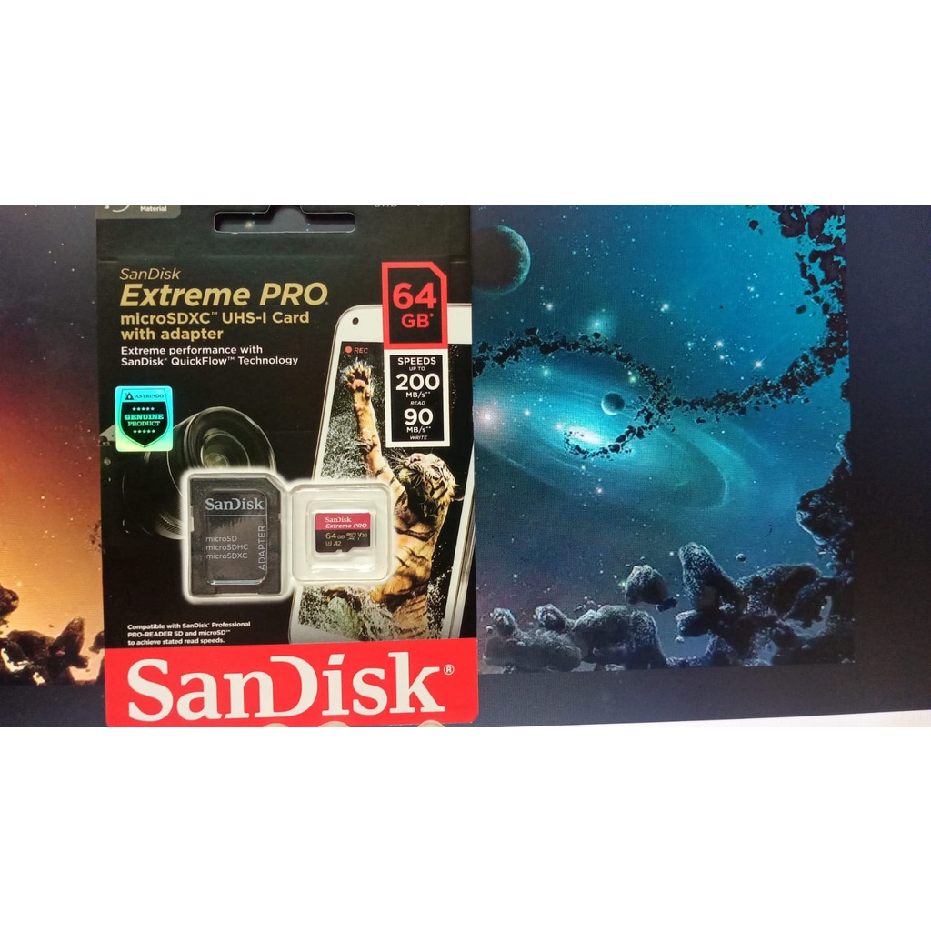 SanDisk Extreme Pro MicroSD 64GB A2 V30 U3 4K - 200MB/s