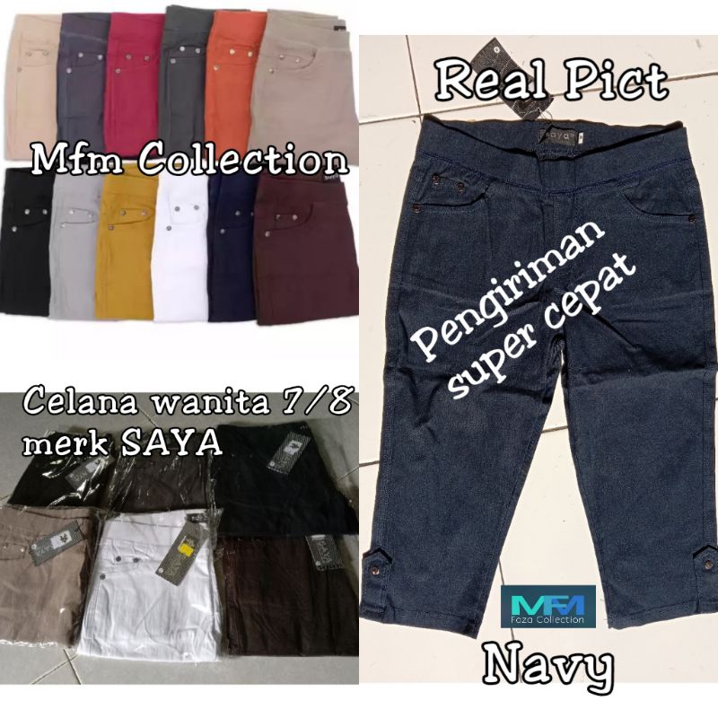 Celana legging 7/8 Merk SAYA Jumbo L5-L8 bahan soft jeans korea