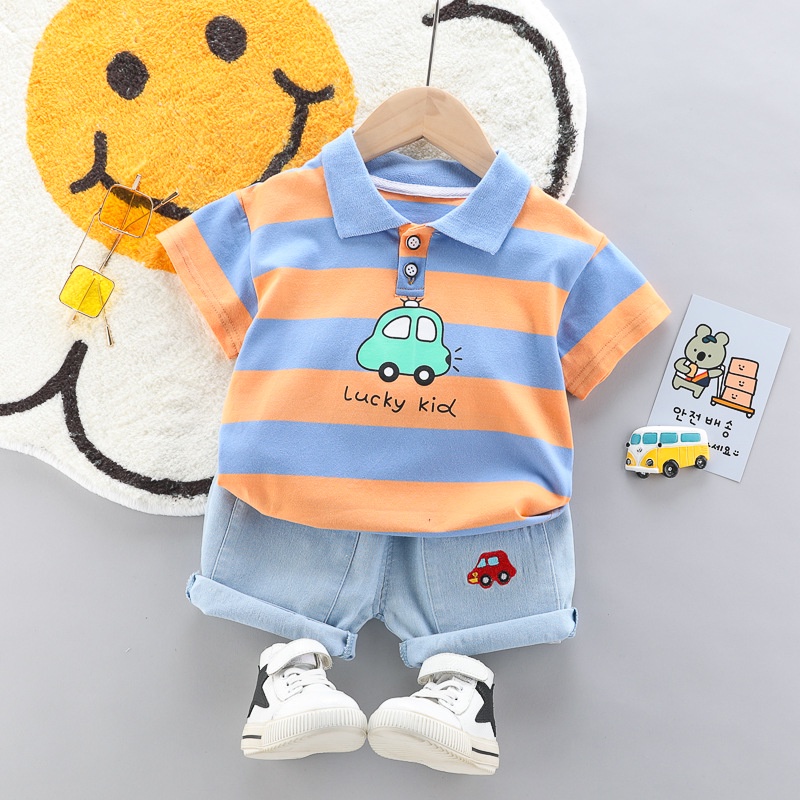 LittleAaron SET WANGKI KIDS CAR SALUR 2023 EBV Setelan Kaos Anak Bayi Laki-laki Pendek 6bulan - 4tahun