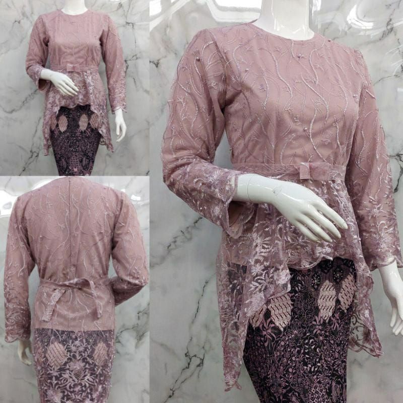 Kebaya Tille/Gomes Pita/ Kebaya Pesta/ Kebaya Modern/ Kebaya Wisuda / Setelan Kebaya Rok Batik