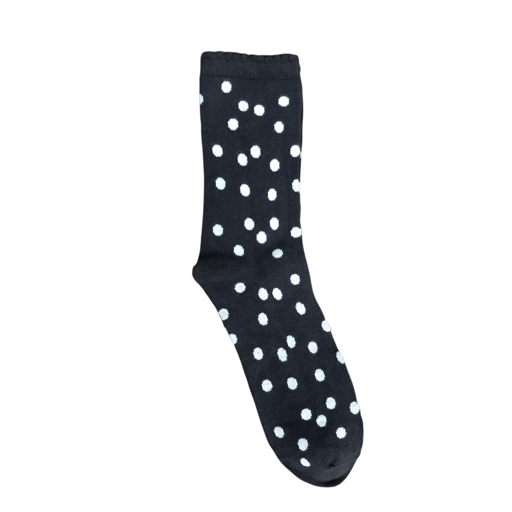 Kaos Kaki Motif Lucu-Lucu / Buah / Snack / Christmas / Snoopy / Leopard BEBAS PILIH (EXPT)-E23 Polka BlckWhite