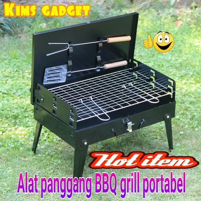 """] panggangan arang BBQ grill susis bakar portabel-griller praktis lipat