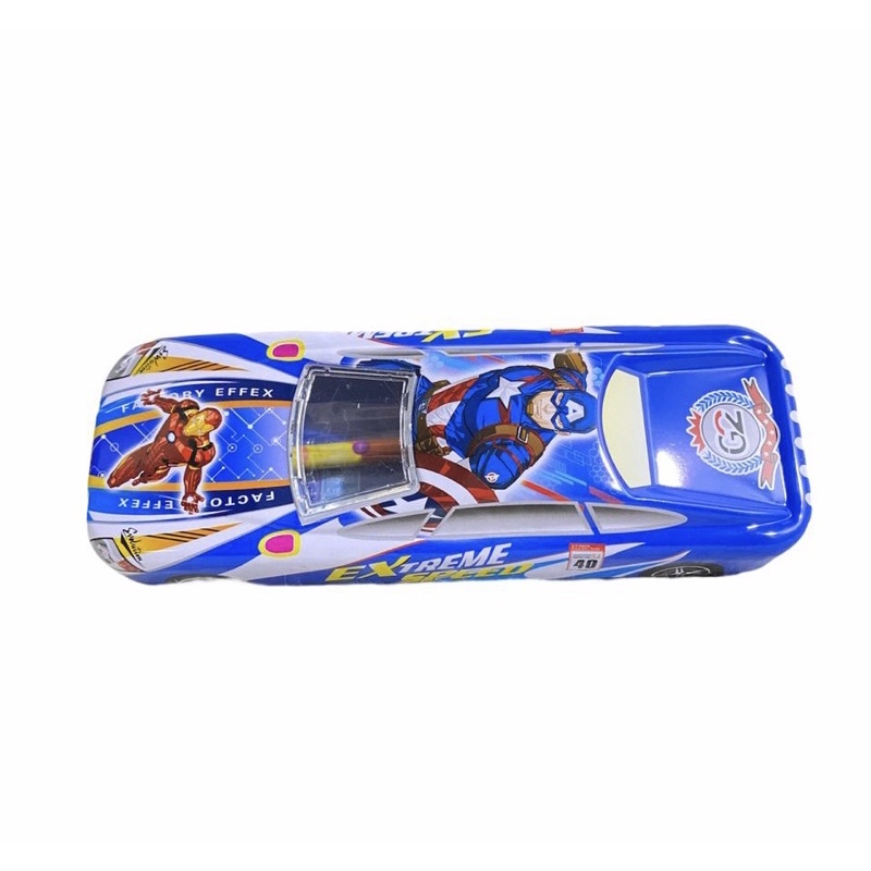 PENCIL CASE - TEMPAT PENSIL KALENG MOBIL BESAR 2 TINGKAT IRONMAN AVENGERS CAPTAIN AMERICA SPIDERMAN CARS SUPERMAN DORAEMON - PAKET ALAT TULIS SEKOLAH LENGKAP-3
