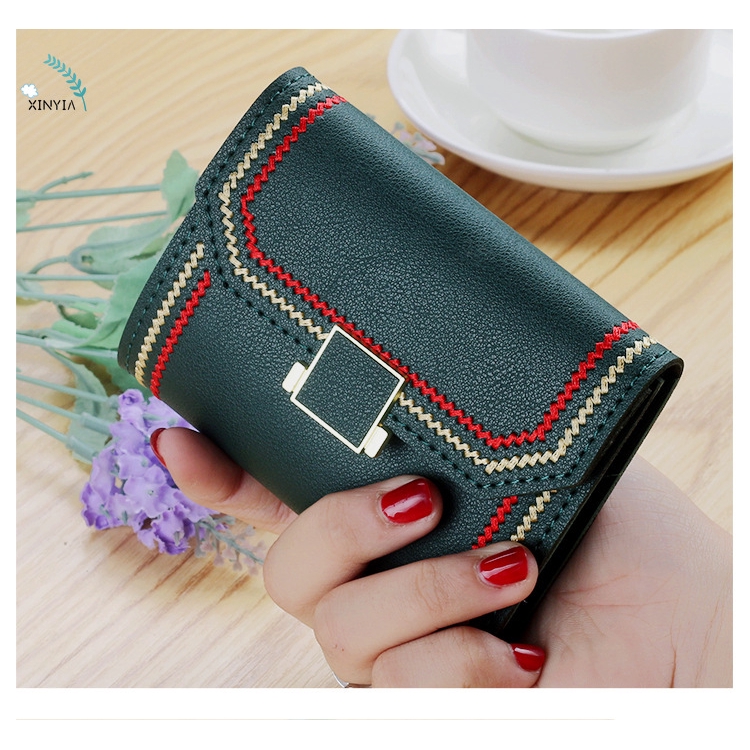  Wanita  Mini Dompet  Pendek Mode Sederhana Multi Kartu 