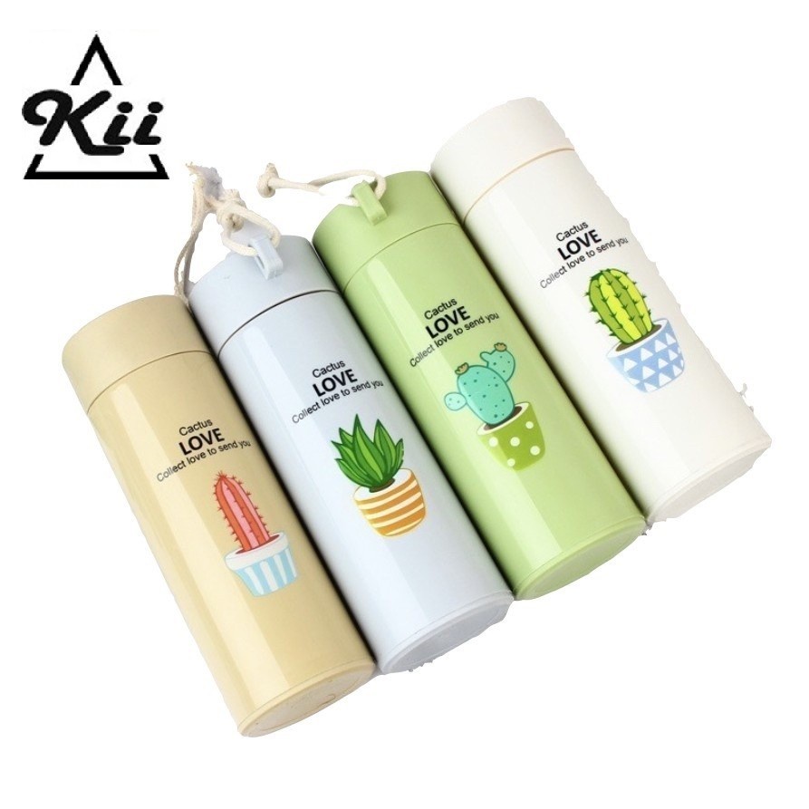 Botol Kaca Kaktus 400ml - Botol Minum - Botol Motif Kaktus Botol Kaca