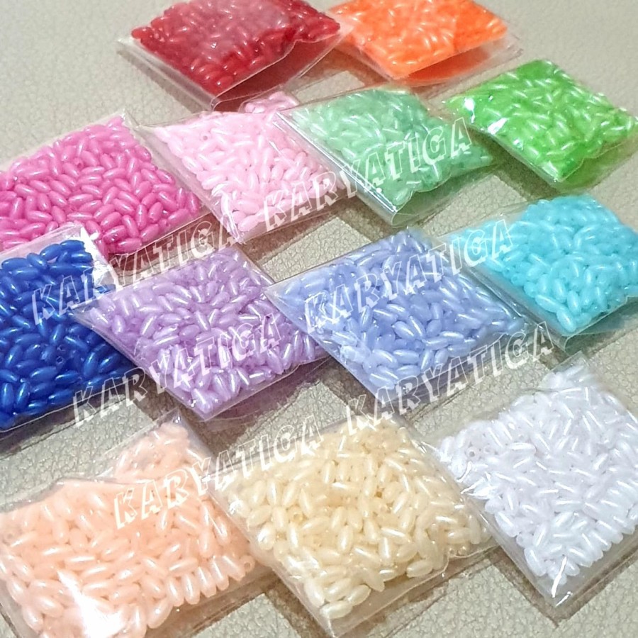 Mote Manik Padi 3 mm x 6 mm Warna Pastel (5 gram)