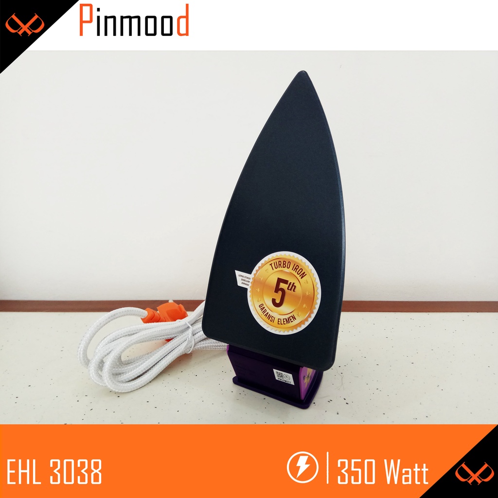 TURBO SETRIKA LISTRIK EHL-3038 DRY IRON GOSOKAN BAJU ANTI LENGKET MURAH SMART LAMP INDICATOR GARANSI RESMI 3 TAHUN LAMPU INDIKATOR GOSOKAN BY PHILIPS DISTRIBUTOR