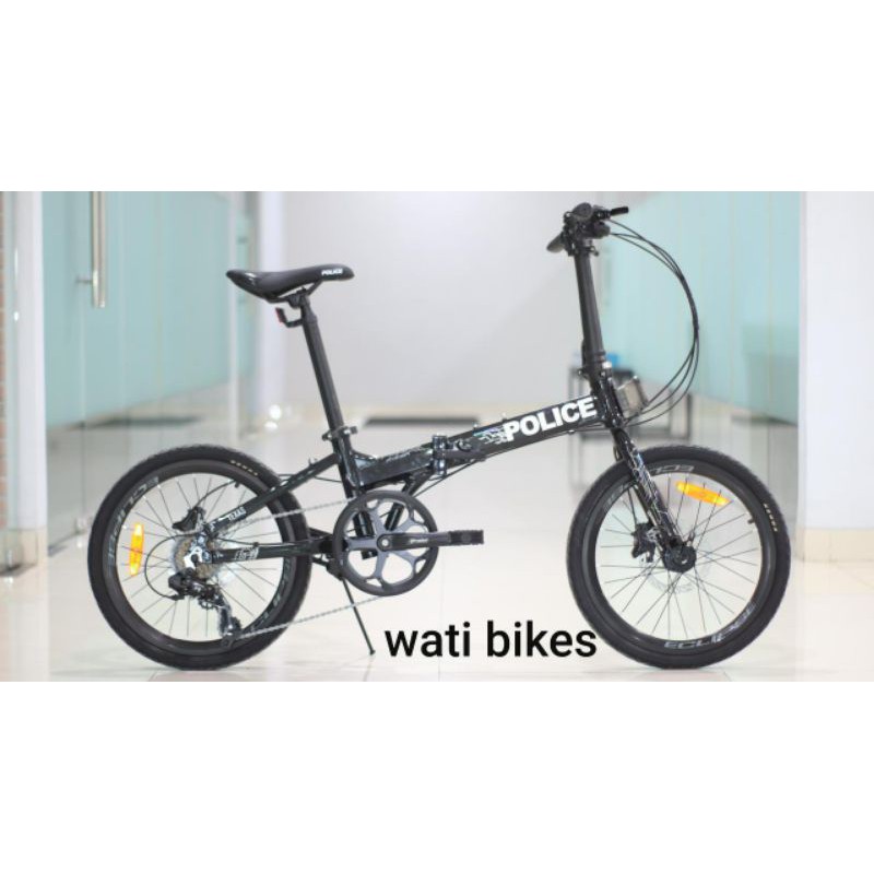 Sepeda Lipat Police Texas Laser 20 inch rem Hydraulic FREE TAS