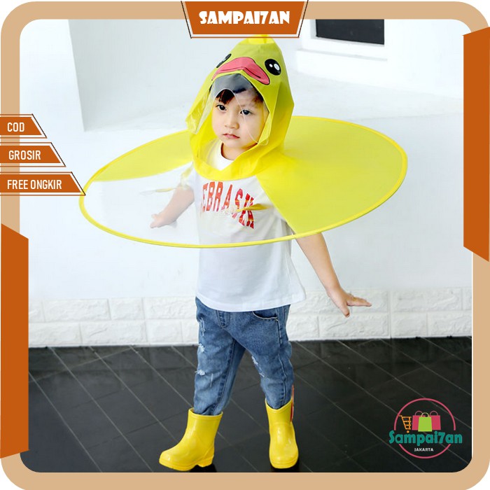 Jas Hujan UFO Tanpa Pegang Jas Hujan Anak Topi Payung Ufo Lucu Payung Anak Perempuan Laki-Laki Model