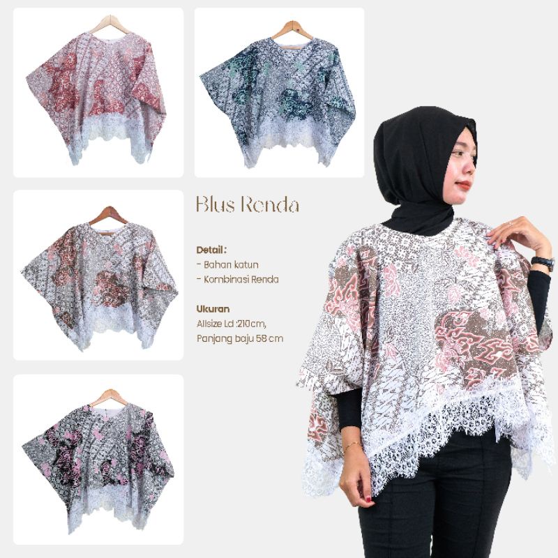 Blus Batik Renda Lowo / Kelelawar Allsize