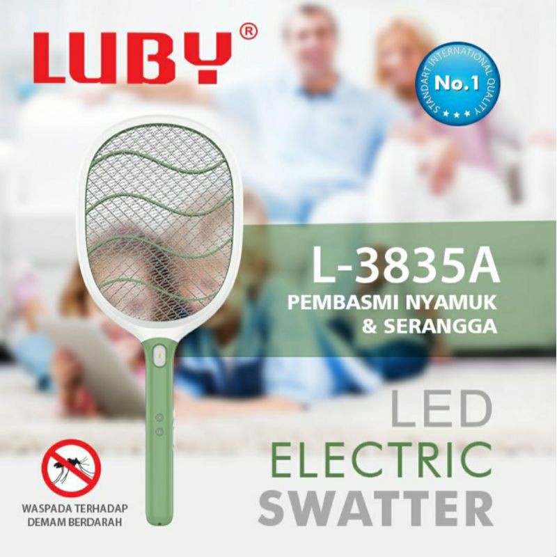 LUBY L-3835A Raket Nyamuk Led Cas Kabel Charger