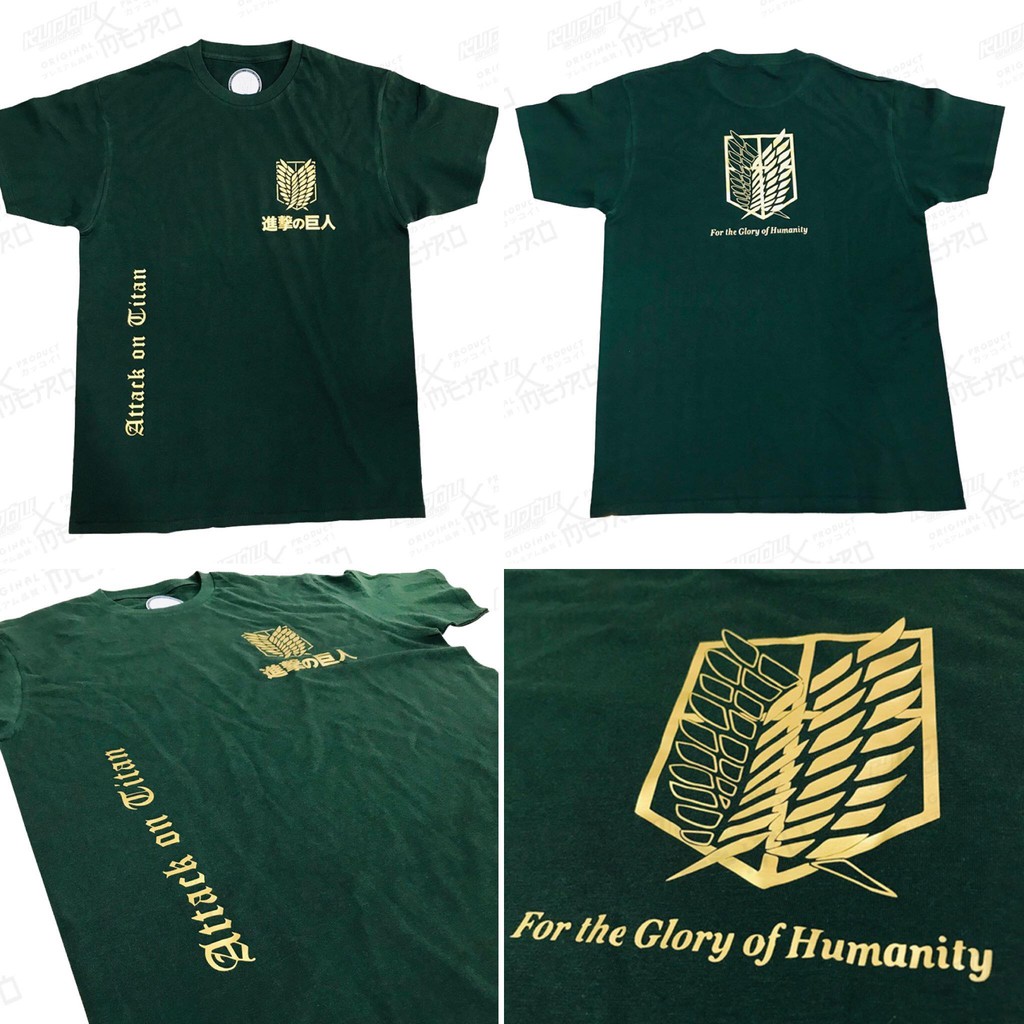 Tshirt Anime Attack On Titan Forest Green Gold Shingeki no Kyojin SNK AOT