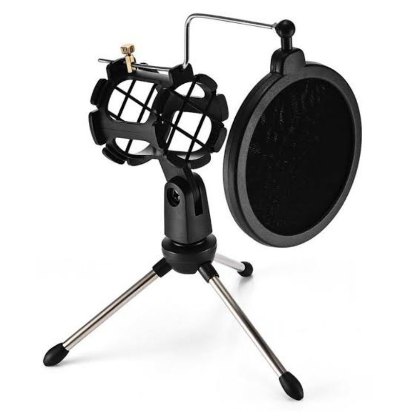 TRIPOD MIC / DUDUKAN MIC / STAND MIC MINI WITH POP FILTER