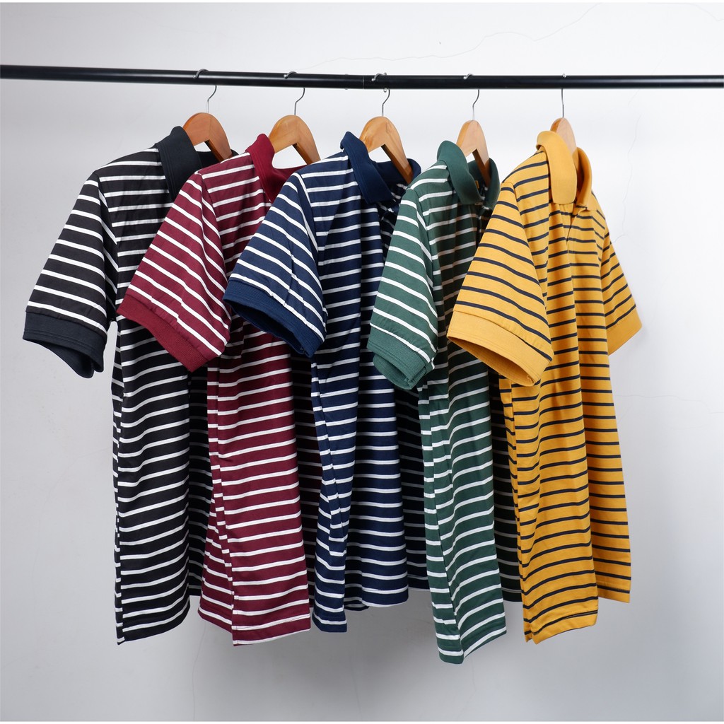 [ POPULER ] KAOS KERAH POLO SHIRT STRIP - AWESAM | Shopee