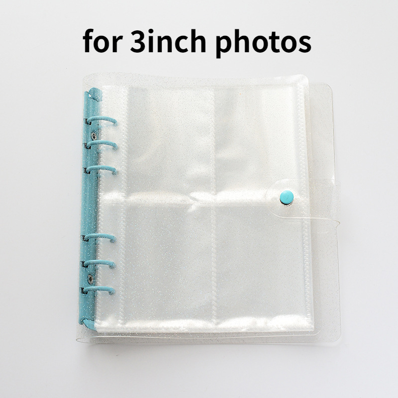 Transparent Binder 3inch 5inch Photo Album with 25 Sleeves Glitter Cover for Photocards Lomo Cards  Card