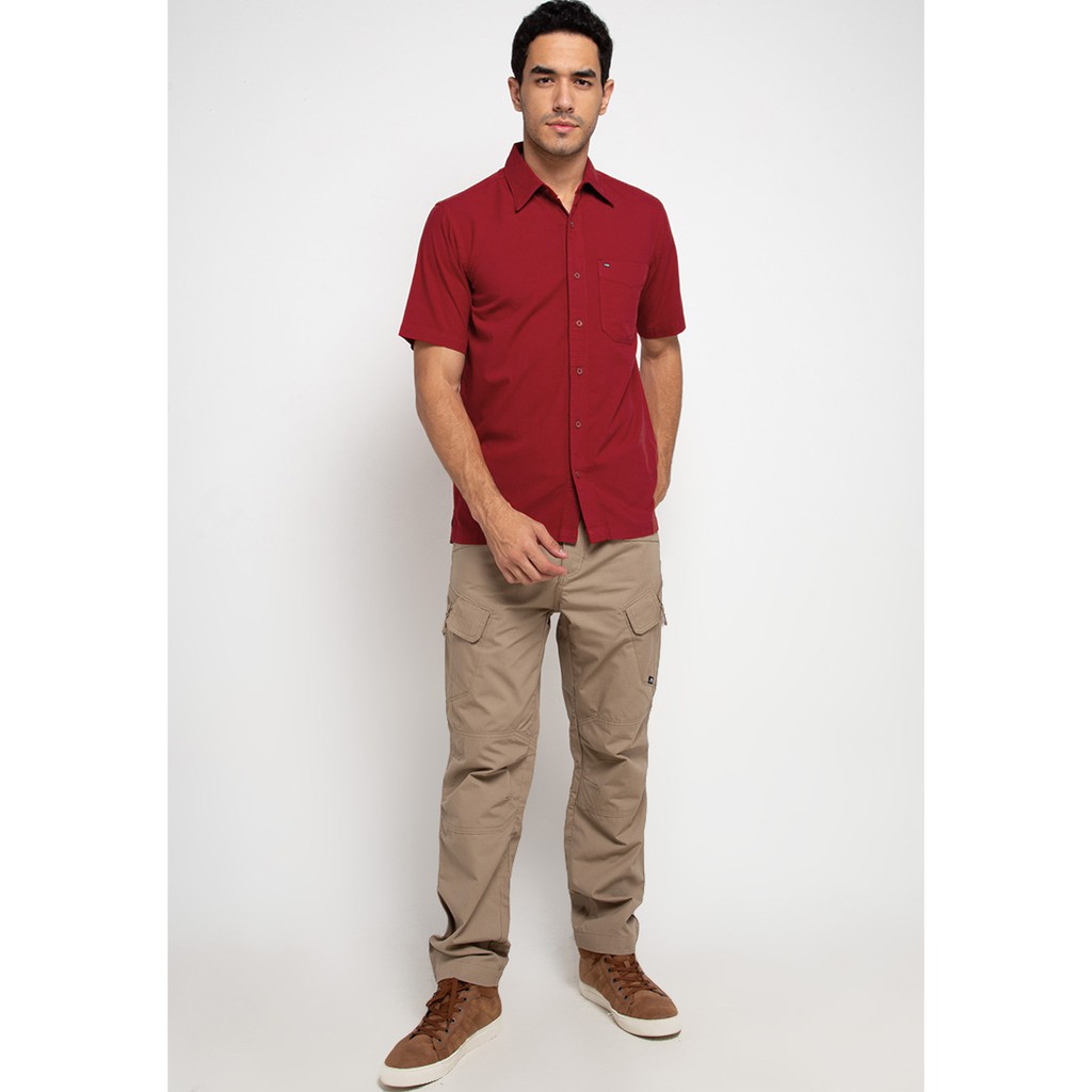 Kemeja Kerja Lengan Pendek Pria MGee 3451C Original Spectrum Merah Orange Hitam Putih Grey1 Green3