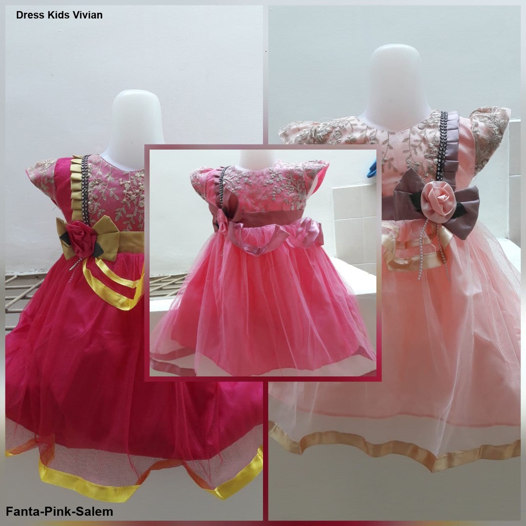 Dress Vivian kids/ Terusan Dress Anak Brukat/ fashion Anak Perempuan Lucu/ Dress Anak perempuanMurah