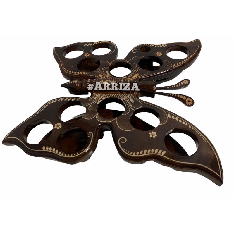 Tempat Aqua Gelas Model Kupu Kupu Kayu Jati