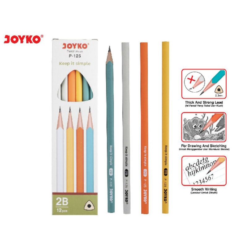 Pensil Segitiga Joyko 2B P-125 Grosir (12pc)