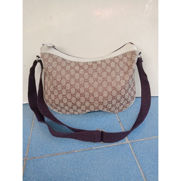 TAS SLING KANVAS MIX KULIT ALA GUCCI,  TAS SLING PRELOVED,  TAS SELEMPANG