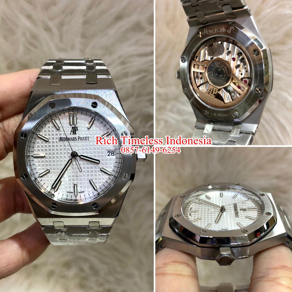 Jam Import Orginal AP00888 Silver White Best Swiss Eta Clone 44 mm Matic Safir Branded Watch