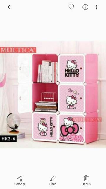 Lemari Pakaian 2x3 Karakter Hello Kitty Lemari Plastik Serbaguna 6 Pintu