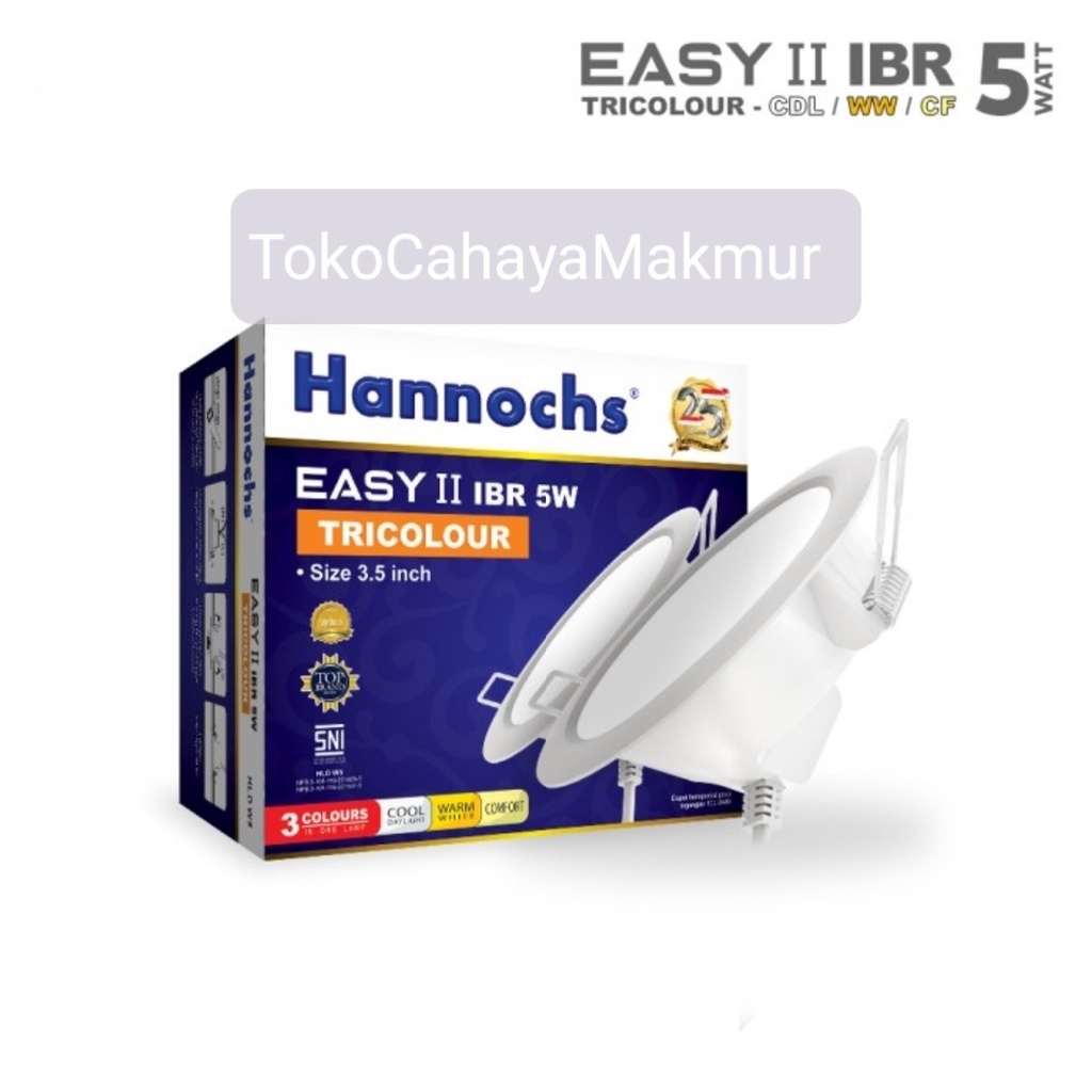 Lampu LED Downlight Hannochs Easy II IBR Round Bulat 5w 5watt Tricolour