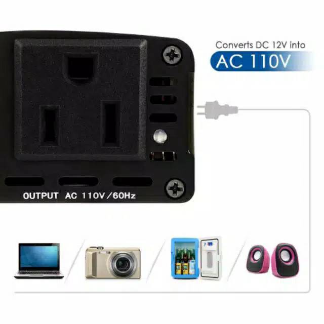 Power Inverter Mobil dengan 2 USB Port 150W 220V