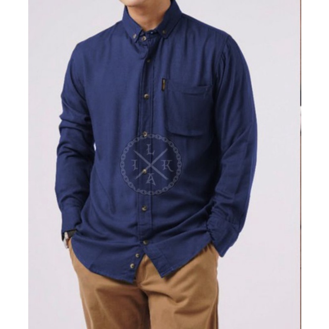 Kemeja / Hem Polos Pria Lengan Panjang &amp; Pendek Warna Navi cotton poplin premium