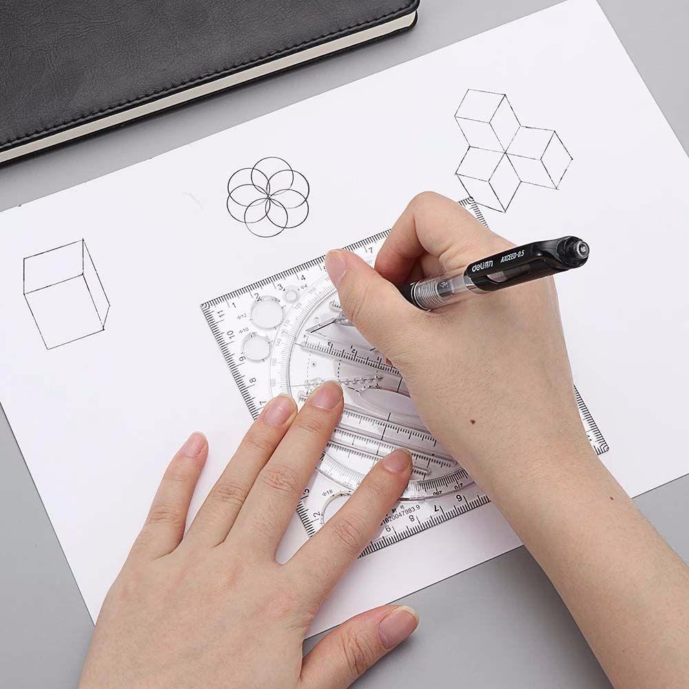 LANFY Children Multifunctional Drawing Ruler Gifts Geometric Drawing Template Springhall Angle Ellipse Students Art Design Ruler Geometric Function School Accessories Arc Shape Circle Maker Drawing Ruler/Multicolor