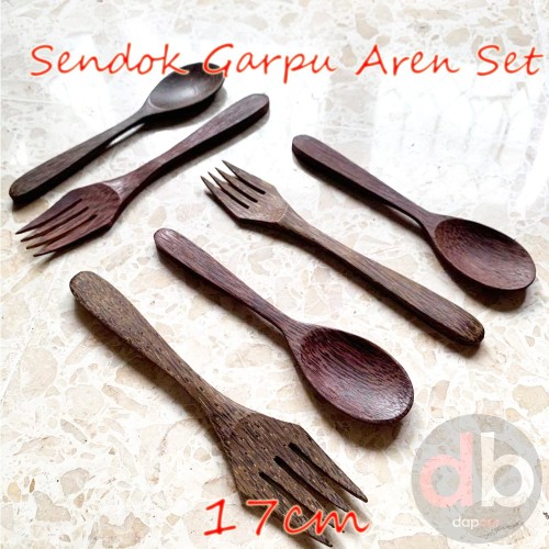 Sendok Garpu Kayu Set 17cm Aren