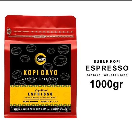 

Kopi Gayo Espresso Blend 1 Kg Bubuk Garasco Coffee