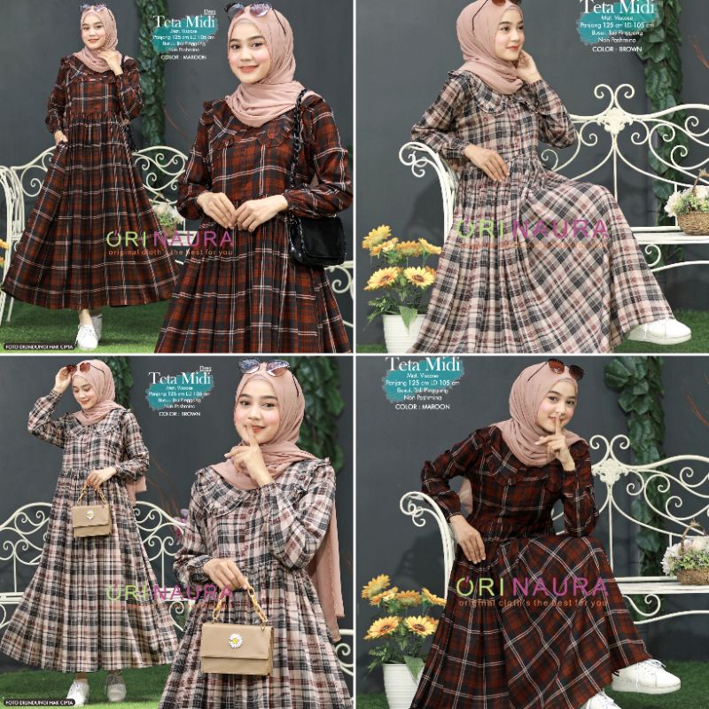 TETA SQUARE DRESS / Original Naura / Orinaura Gamis Home Longdress Maxi Gamis Busui Katun Rayon Visc