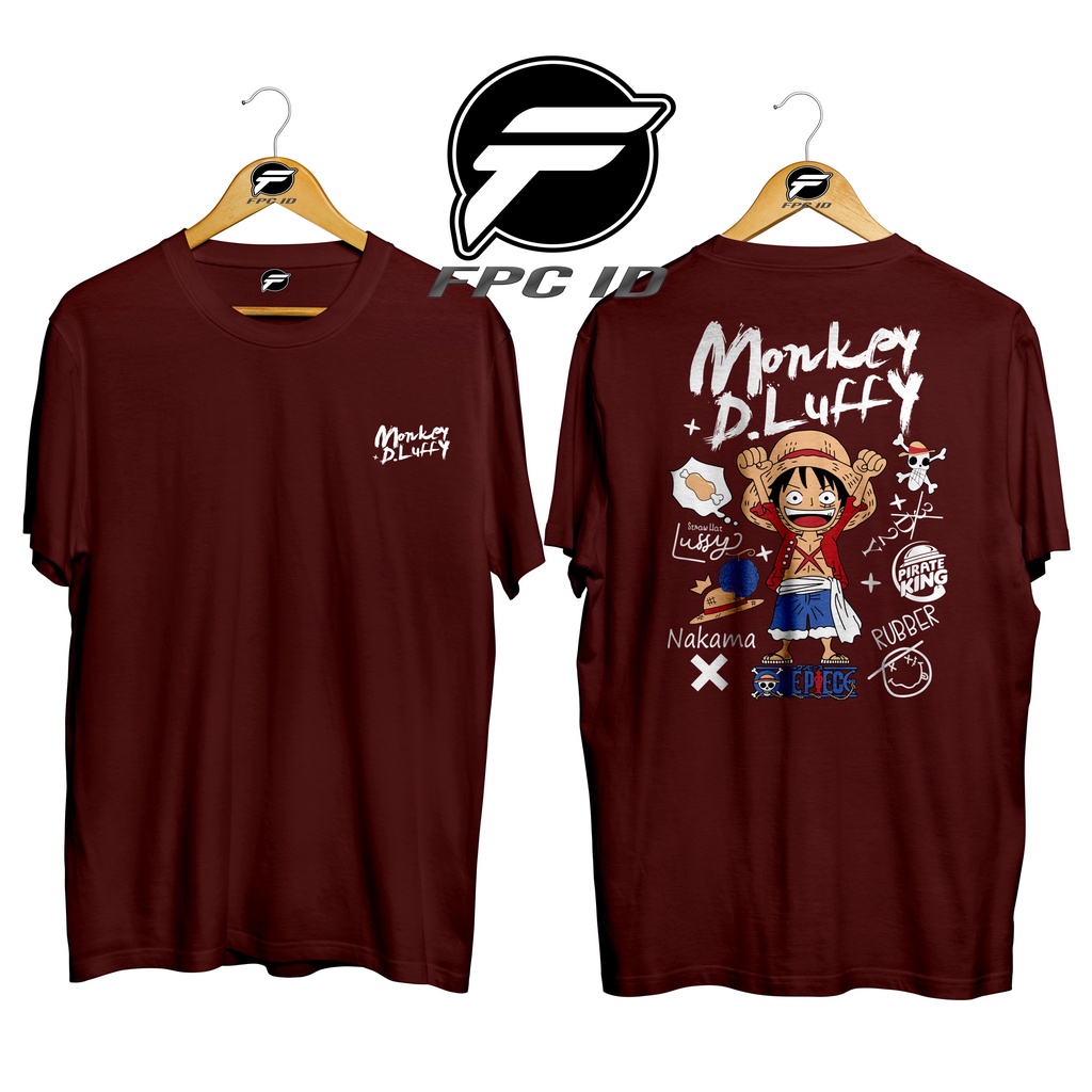 Kaos Anime One Piece Monkey D Luffy Cotton Combed 30s Premium-MARUN