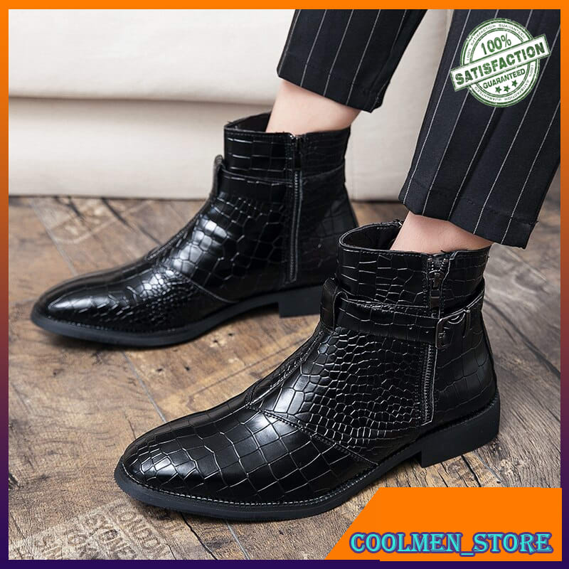 Sepatu Boots Pria Kulit Asli GLAZOV Men Boots Fashion High Quality Comfortable Ankle Boots Casual
