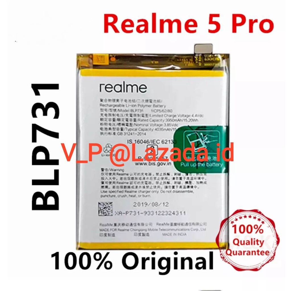 REALME 5 PRO RMX1971 - Baterai Battery Batre Batrei Batere Real Me 5Pro ORIGINAL 100% Model BLP731 BLP-731 BLP 731 ORI